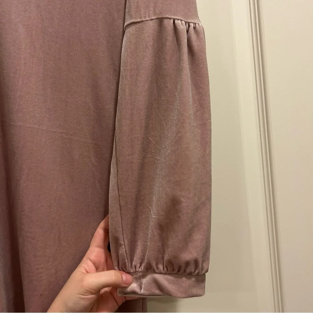 Madewell Balloon Sleeve Velvet Dress Blush - Picture 4 of 7